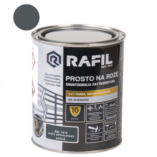 Emaliniai dažai ant rūdžių RAFIL 3IN1 Ral7016 0.75L Antracitas