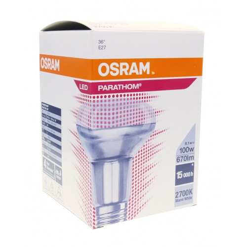 LED lemputė E27 9.1W 670lm R80 2700K Osram
