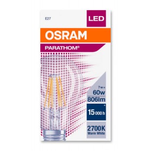 LED lemputė E27 7W filament 806lm 2700K Osram