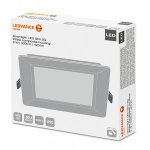 LED šviestuvas įl. kvadratinis Downlight Slim Ledvance 3000K