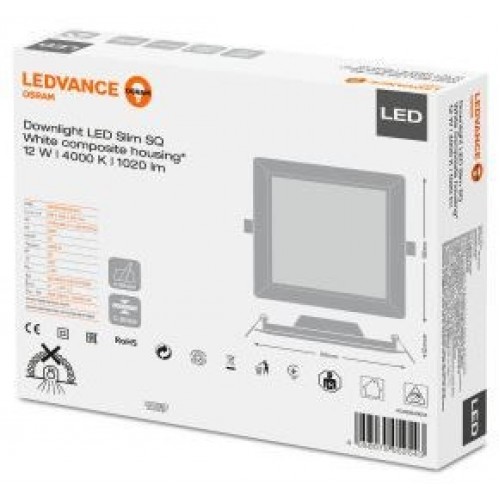 LED šviestuvas įl. kvadratinis Downlight Slim Ledvance 4000K