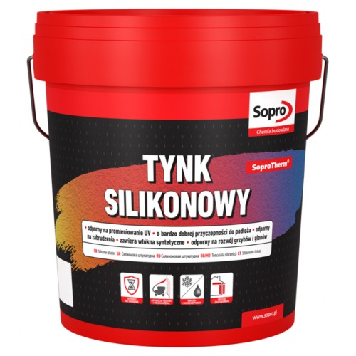Silikoninis tinkas lauko ir vidaus darbams Soprotherm TS 1,5-2mm 25kg. Balta