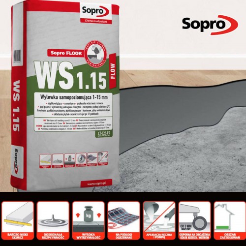 Savaime išsilyginanatis grindų mišinys SOPRO FLOOR 1-15mm 25 kg