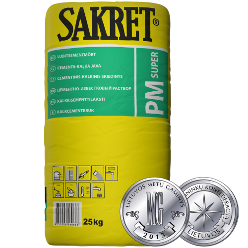 PM Super / Mūro-tinko mišinys (cementinis-kalkinis) 25kg.