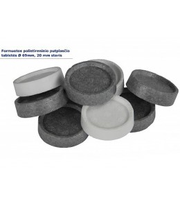 Formuotos polistireninio putplasčio tabletės Ø 69 mm, 20 mm storio
