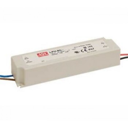 Impulsinis maitinimo šaltinis LED 24V/2.5A IP67 LPV-60-24 MW, Mean Well Impulsinis maitinimo šaltinis LED 24V/2.5A IP67 LPV-60-24 MW, Mean Well
